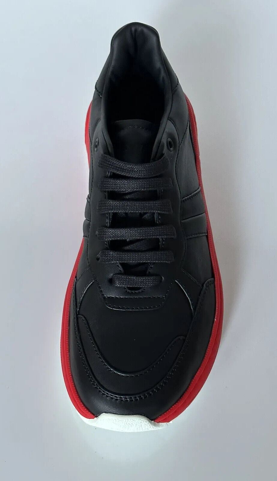 NIB 850 $ Bottega Veneta Herren-Sneaker aus schwarzem/rotem Leder 9 US (42 Euro) 565646 