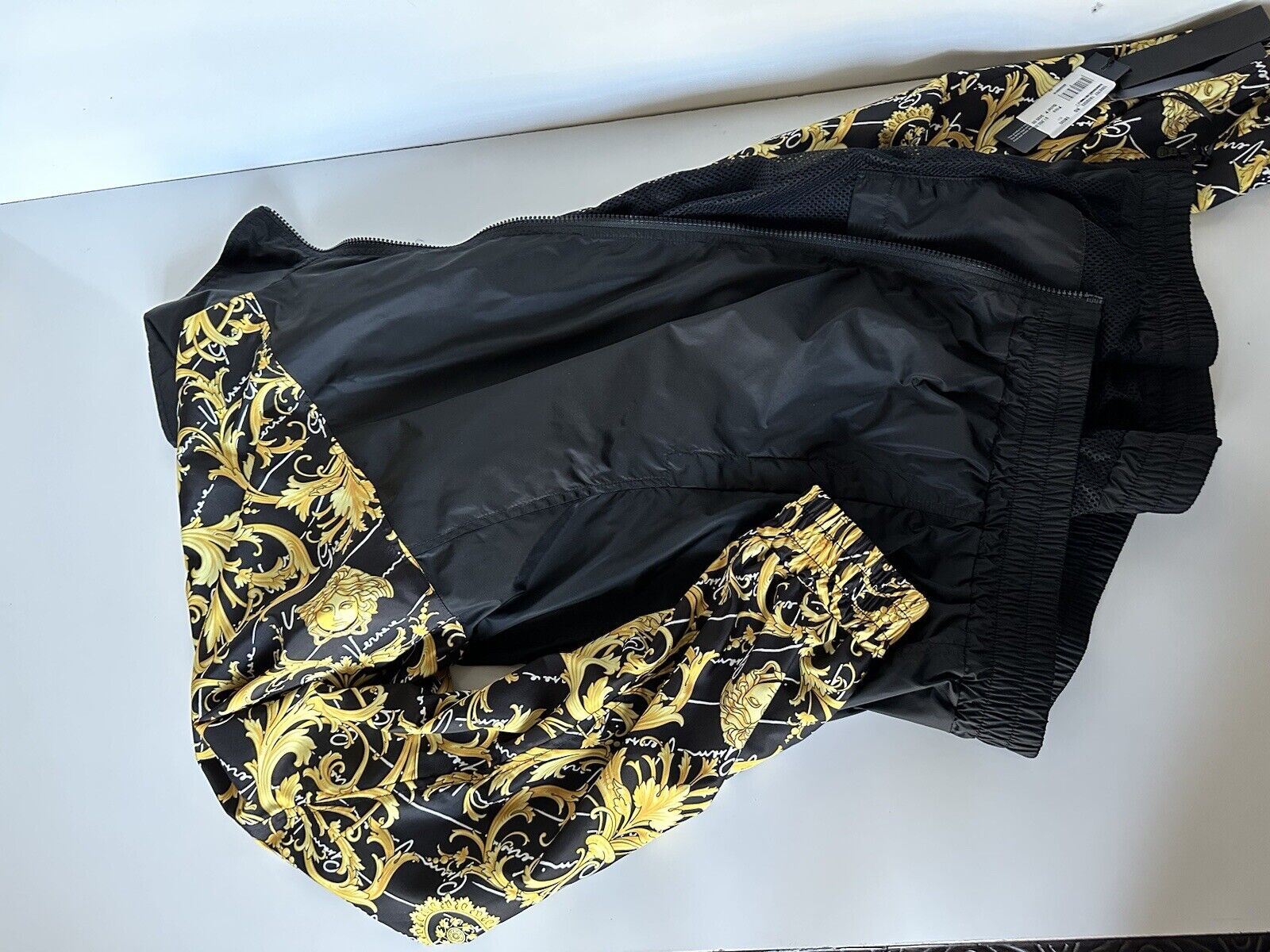 NWT $1250 Versace Mens Barocco Nylon Jacket Windbreaker Black 50 (Large) 1002757