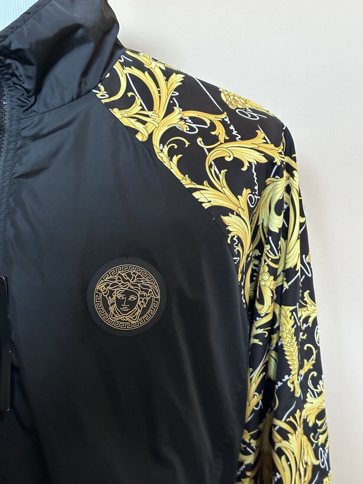 Мужская нейлоновая куртка Versace Barocco NWT $1250, ветровка черная 50 (большая) 1002757 