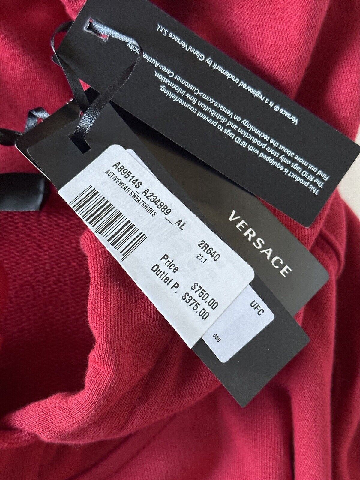 Neu mit Etikett: 750 $ Versace Medusa Print Rotes Baumwoll-Sweatshirt mit Kapuze 4XL A89514S IT 