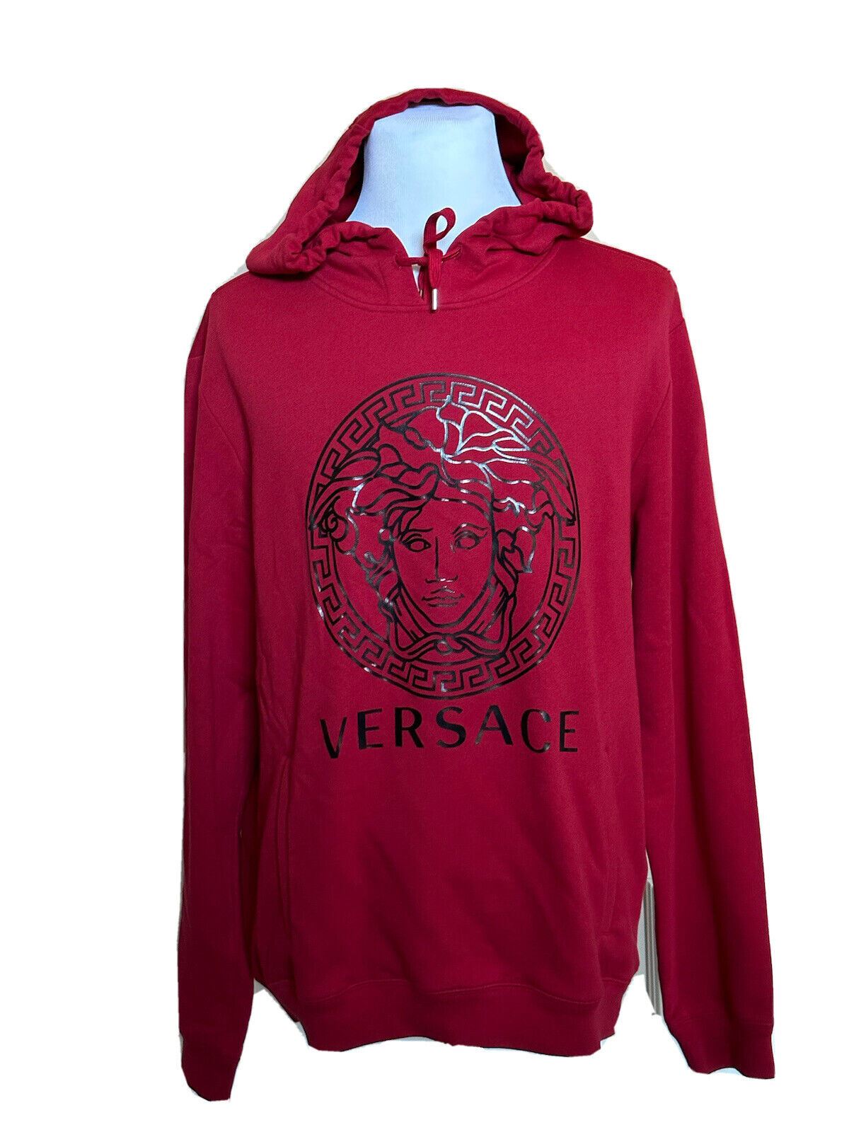 Neu mit Etikett: 750 $ Versace Medusa Print Rotes Baumwoll-Sweatshirt mit Kapuze 5XL A89514S IT 