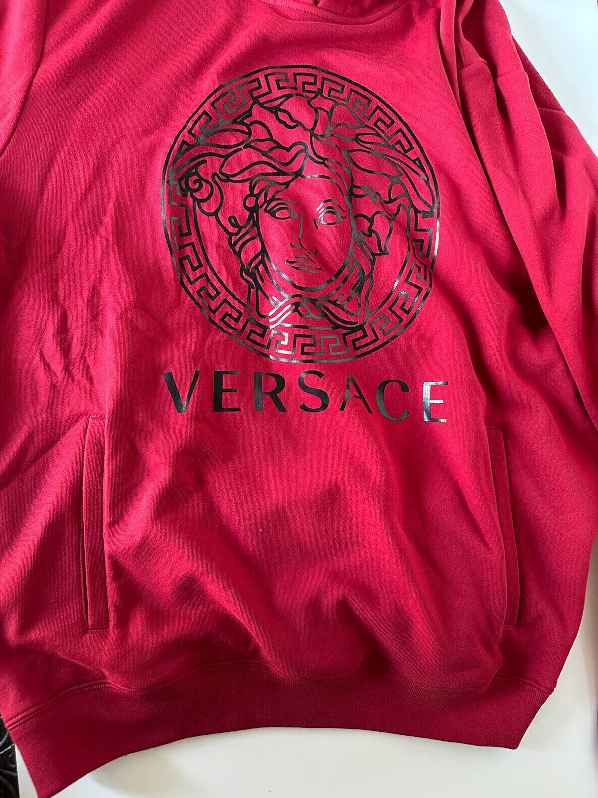 NWT $750 Versace Medusa Print Red Cotton Sweatshirt with Hoodie 5XL A89514S IT
