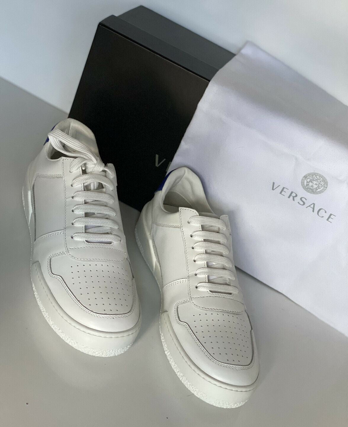 Мужские белые кожаные кроссовки Versace 495 долларов США 9 США (42 евро) Италия DSU7843 