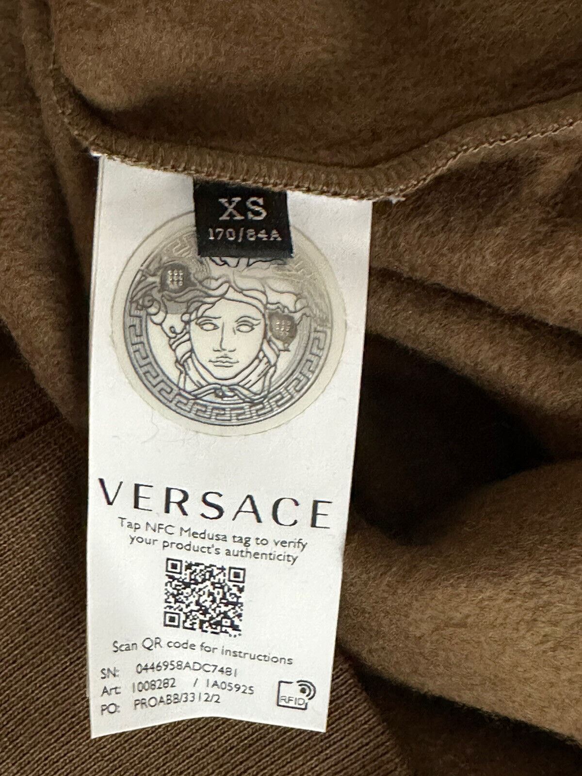 СЗТ $850 Versace Хлопковый свитшот цвета хаки Medusa Renaissance XS 1008282 