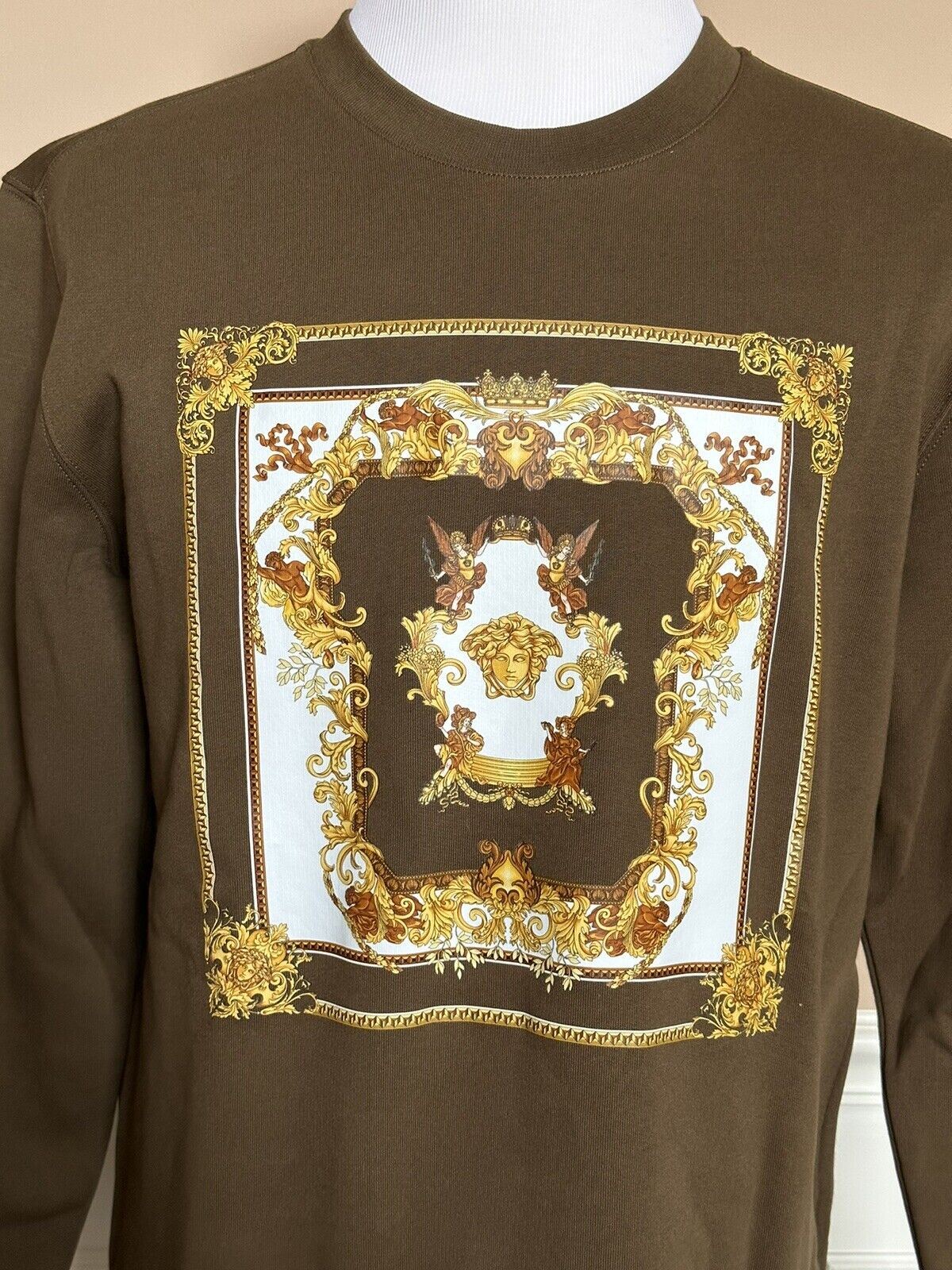 NWT $850 Versace Medusa Renaissance Khaki Cotton Sweatshirt XL 1008282