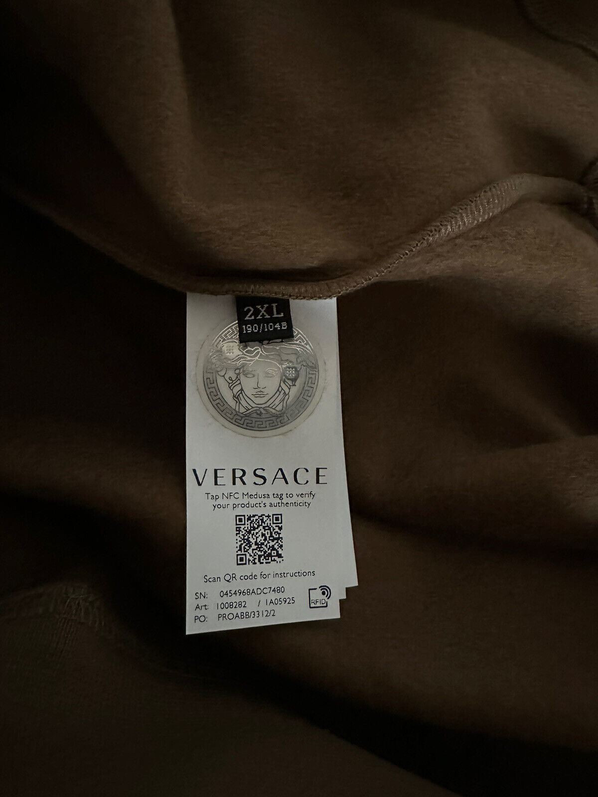 СЗТ $850 Versace Хлопковый свитшот цвета хаки Medusa Renaissance 2XL 1008282 