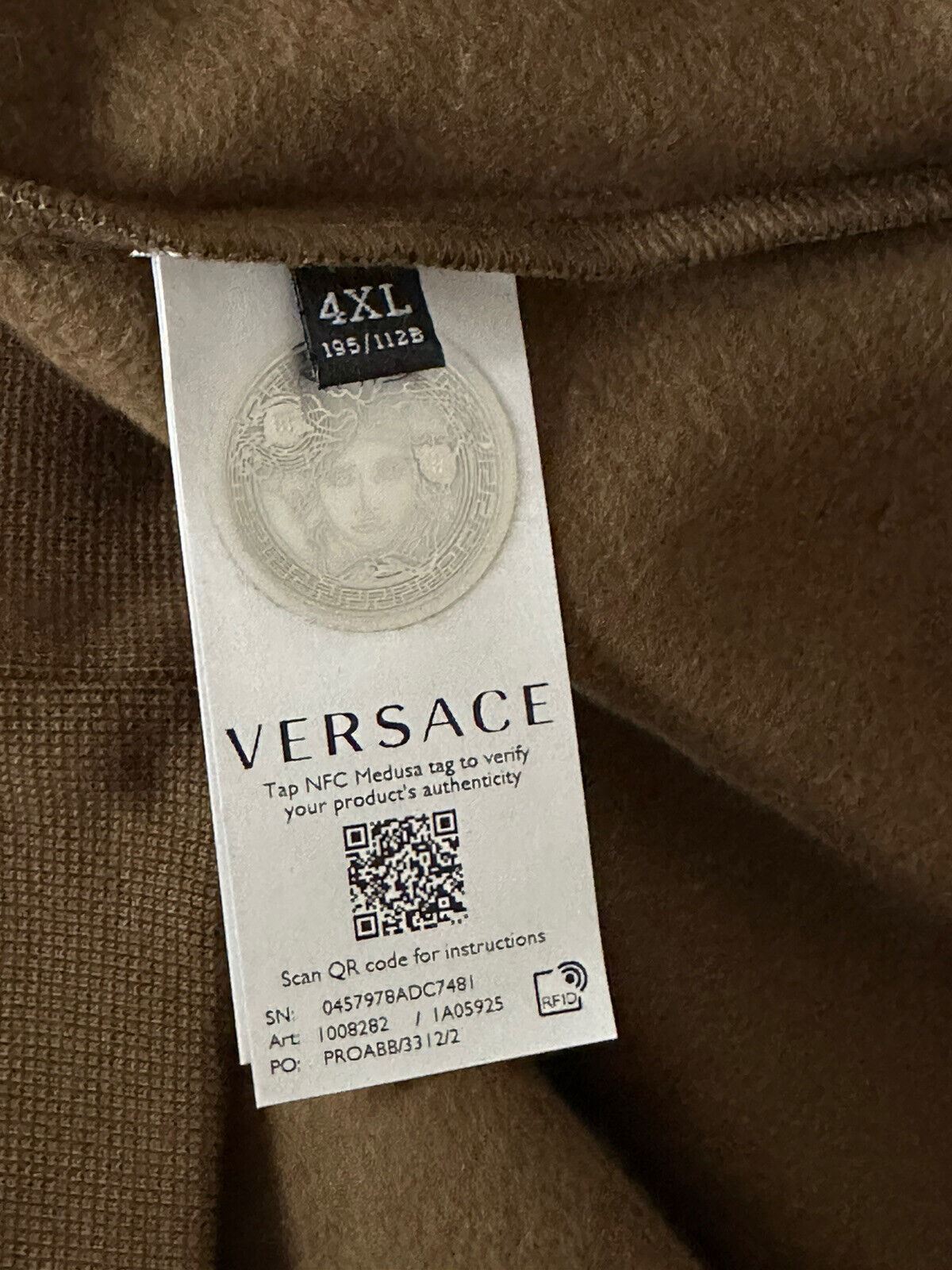 NWT $850 Versace Хлопковый свитшот цвета хаки Medusa Renaissance 4XL 1008282 