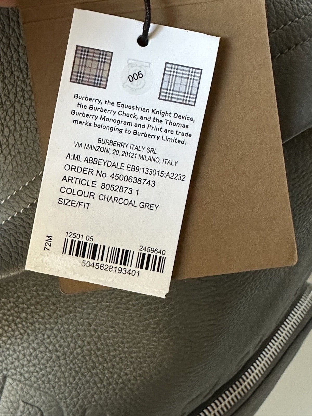 NWT $1650 Burberry Кожаный рюкзак с логотипом Abbeydale Темно-серый 80528731 