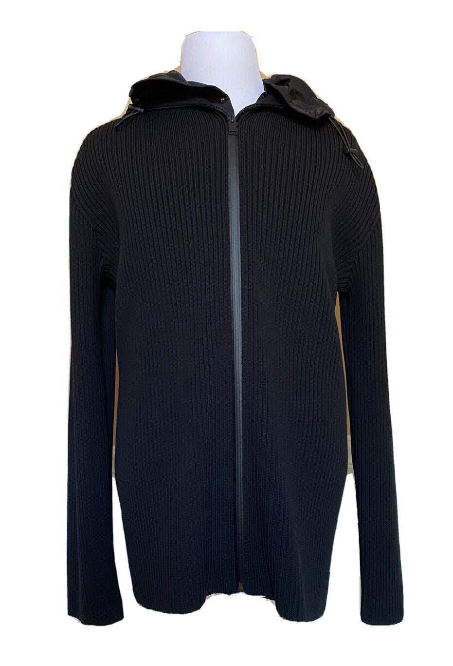 NWT $1750 Bottega Veneta Mens Chunky Cotton Sweater Jacket Black L (Fits XL)