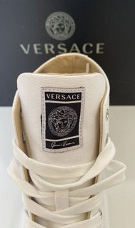 NIB Versace White Palladium High-Top Canvas Sneakers 11,5 US (44,5 Euro) DSU8403 