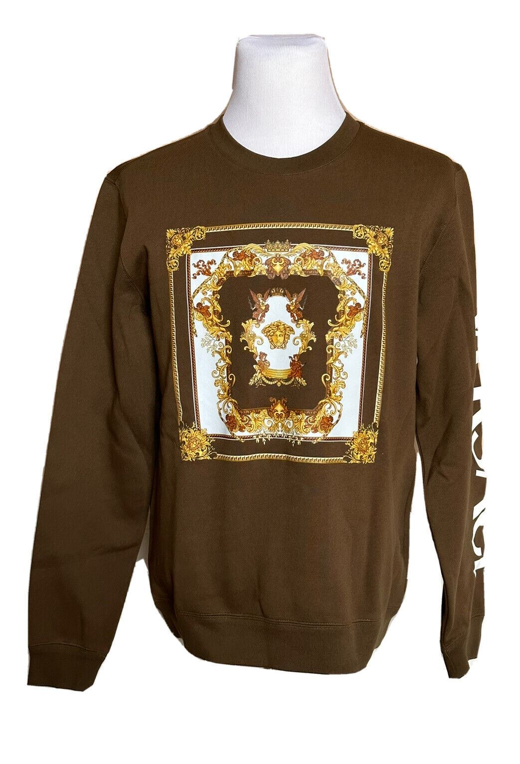 NWT $850 Versace Medusa Renaissance Khaki Cotton Sweatshirt 3XL 1008282