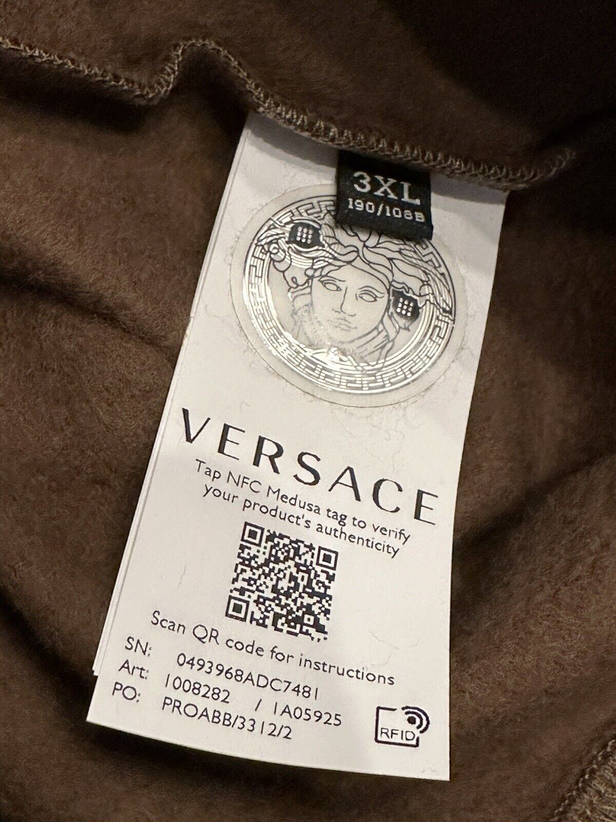 СЗТ $850 Versace Хлопковый свитшот цвета хаки Medusa Renaissance 3XL 1008282 