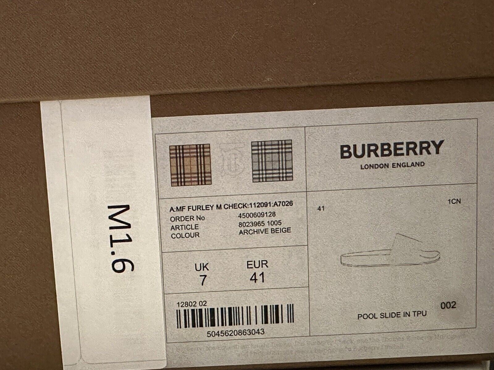 NIB Burberry Vintage Check Archive Beige Slide Sandals 8 US (41 Euro) 8023965