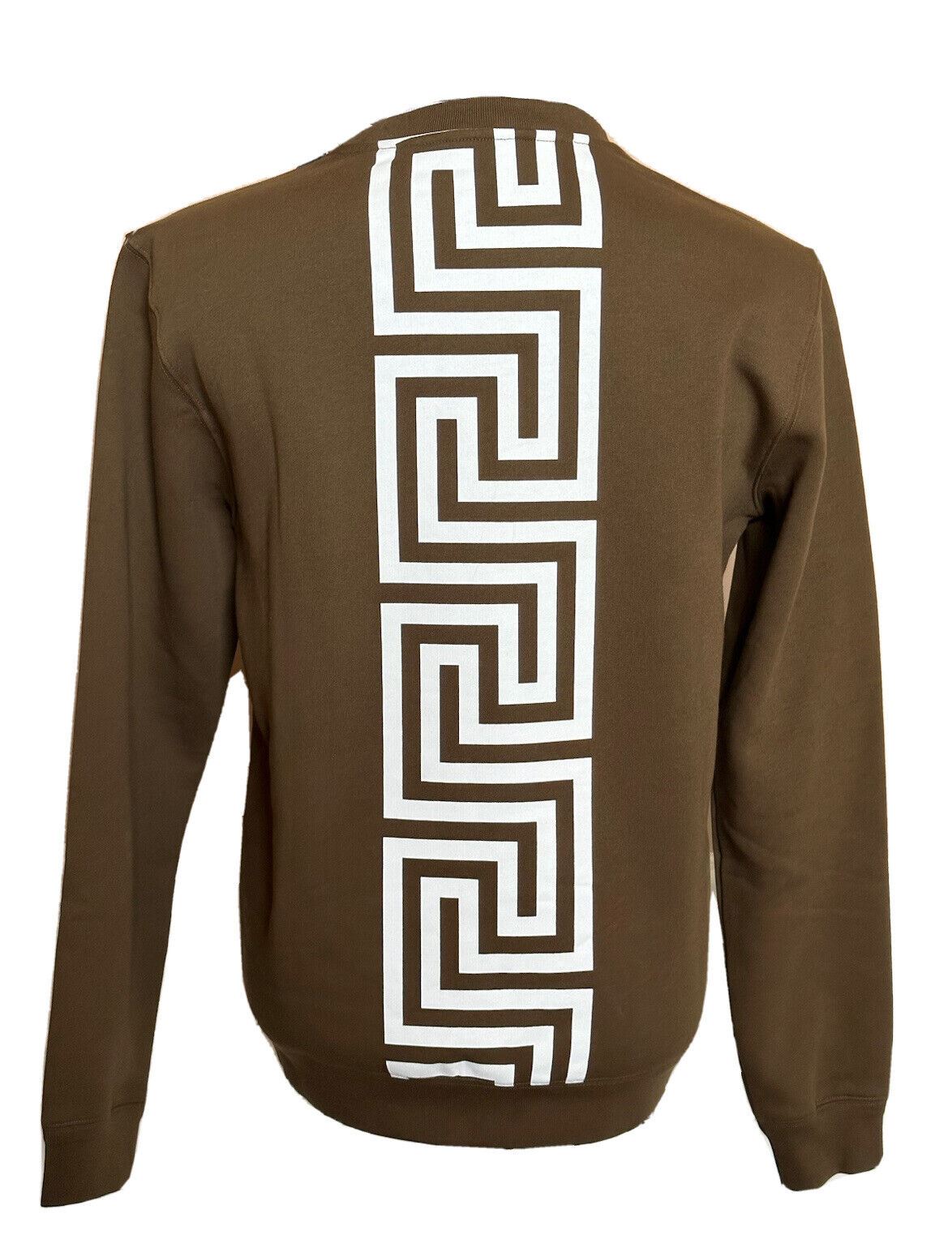 Neu mit Etikett: 800 $ Versace Greek Key und Versace Logo Khakifarbenes Baumwoll-Sweatshirt S 1008283 