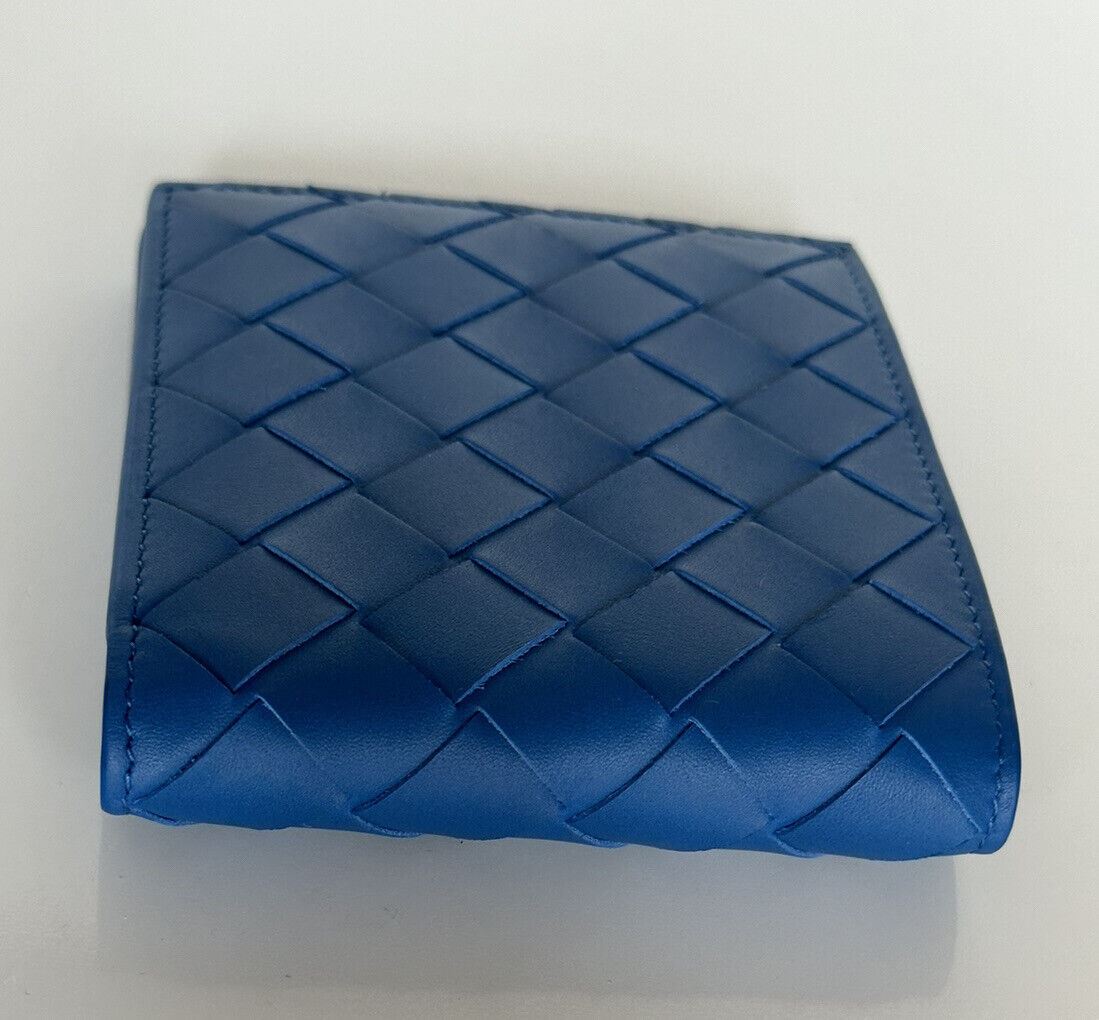 NWT $550 Bottega Veneta Intrecciato Leather Bluette Bi-fold Wallet 605721 Italy