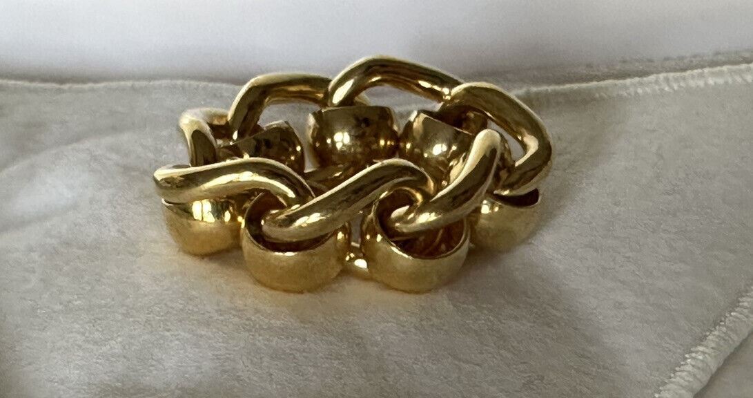 NWB $760 Bottega Veneta Gold Plated Sterling Silver Ring Size 15 649232 Italy