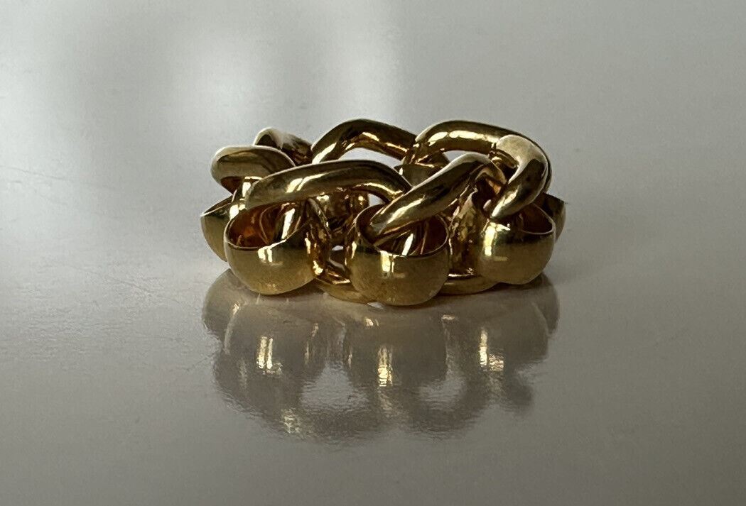 NWB $760 Bottega Veneta Gold Plated Sterling Silver Ring Size 15 649232 Italy
