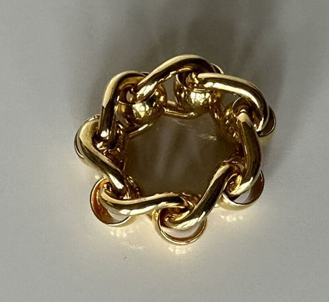 NWB $760 Bottega Veneta Gold Plated Sterling Silver Ring Size 15 649232 Italy