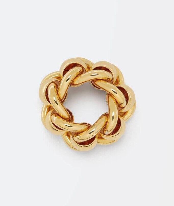 NWB $760 Bottega Veneta Gold Plated Sterling Silver Ring Size 13 649232 Italy