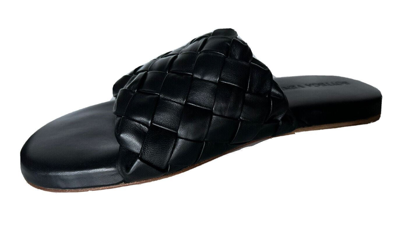 NIB $ 1150 Bottega Veneta Herren-Sandalen aus Intrecciato-Leder Schwarz 10 US 620298 IT