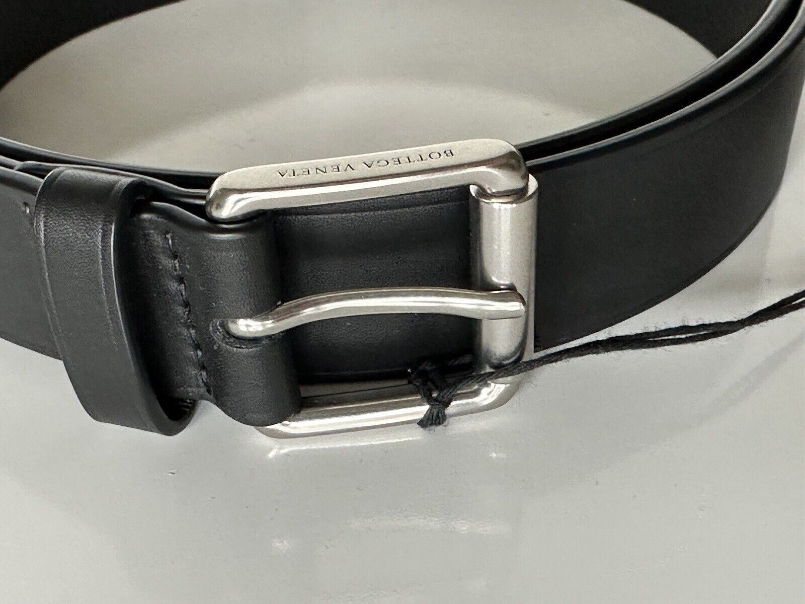 NWT $480 Bottega Veneta Elongated Holes Matte Leather Black Belt 105/42 574858