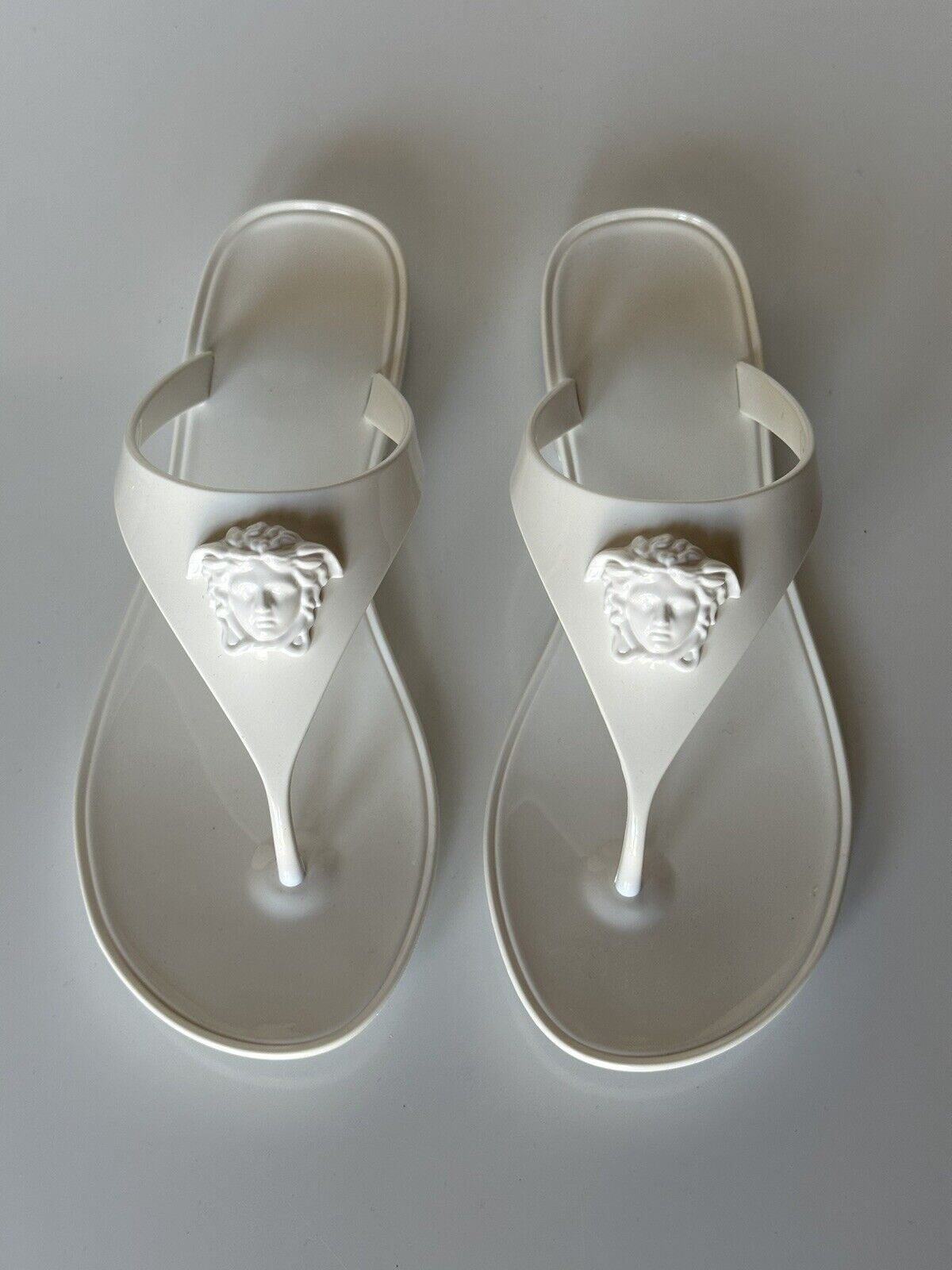 NIB $500 VERSACE Medusa Head Women's White Slides Sandals 7 US (37 Eu) DSR257CS