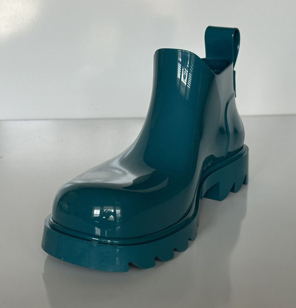 NIB $650 Bottega Veneta Shiny Rubber Blue Ankle Boots 12 US  (45 Euro) 680510 IT