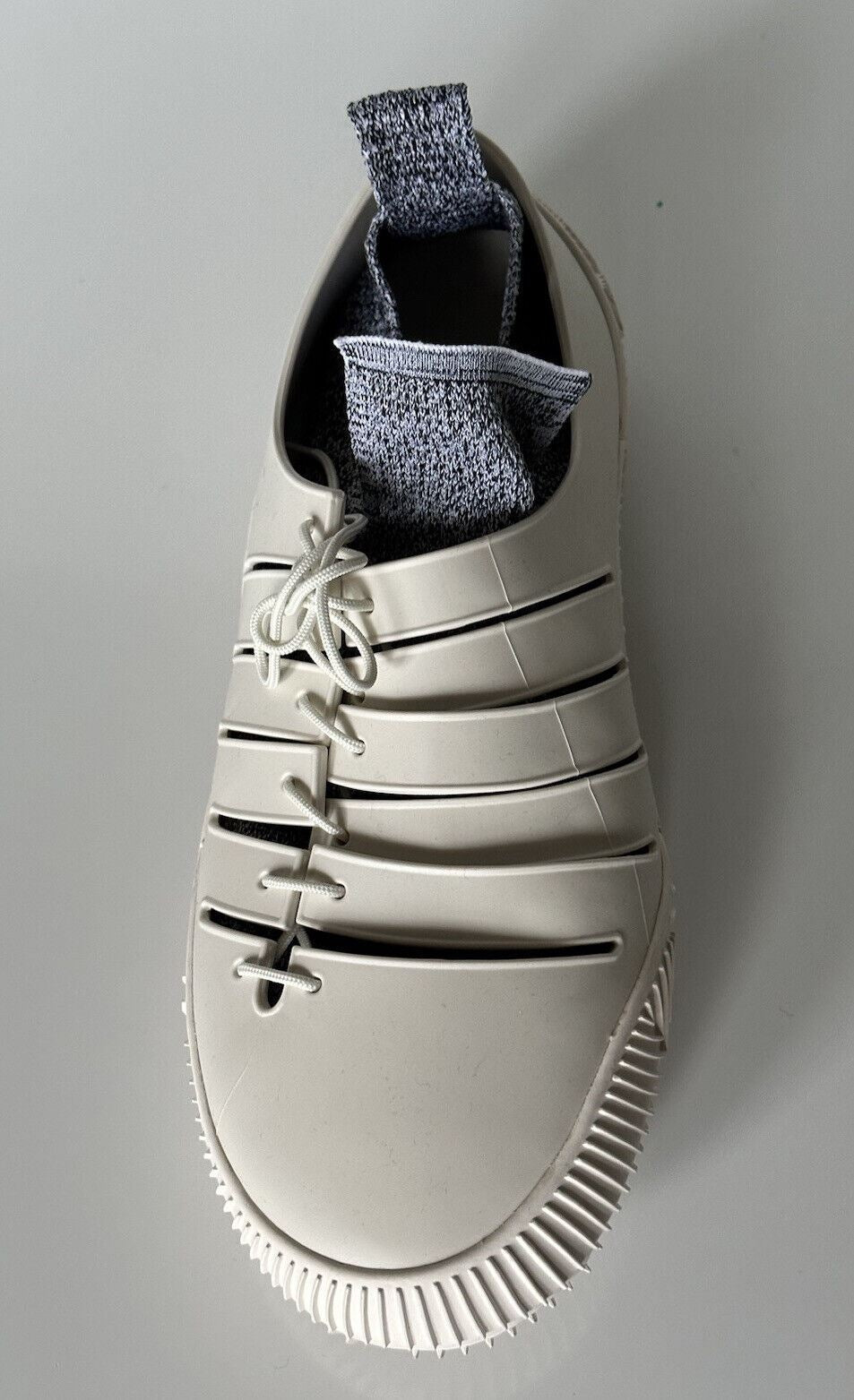 NIB $ 750 Bottega Veneta Tech Knit Rubber White Climber Sneakers 11 US 658725 IT