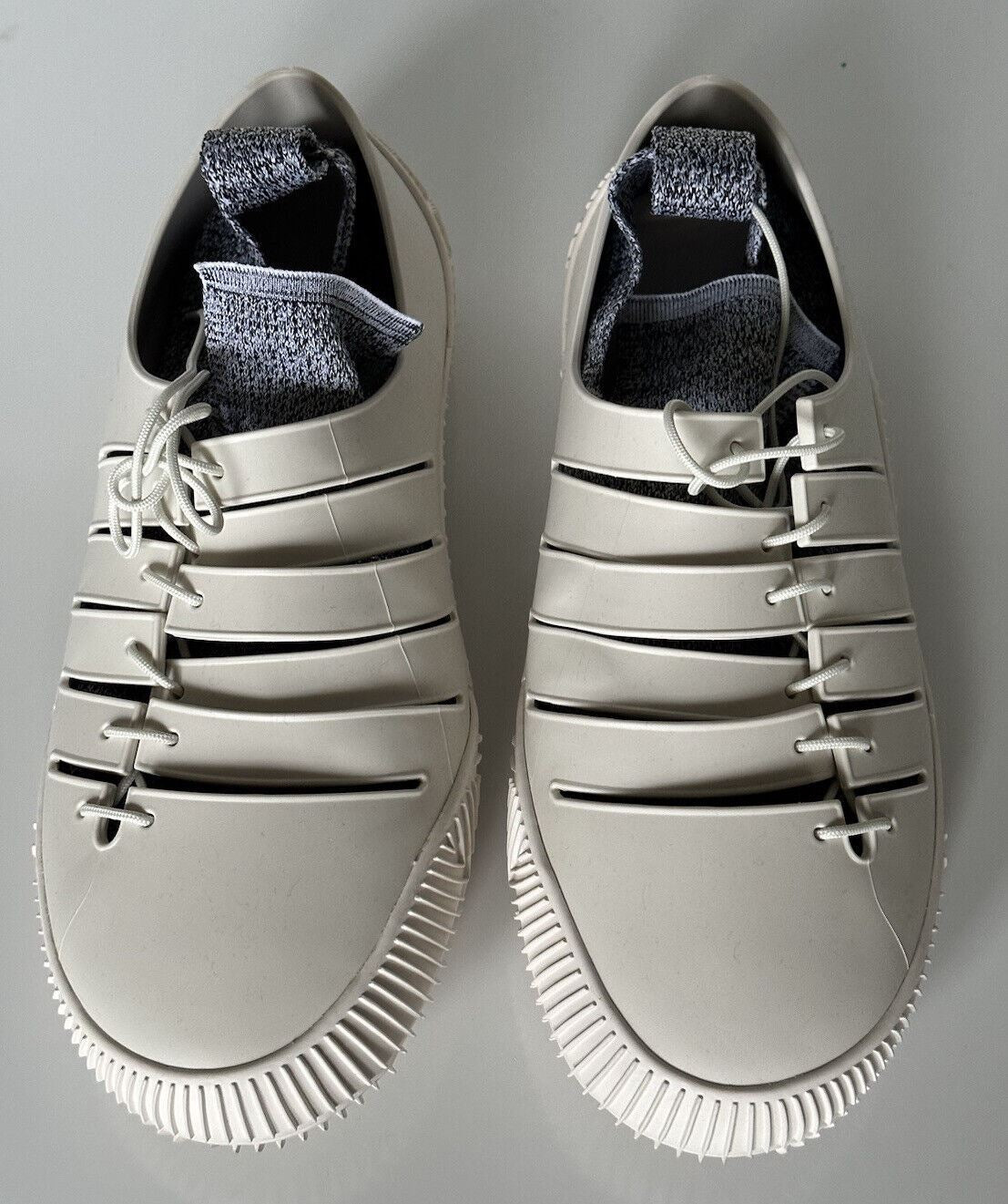 NIB $ 750 Bottega Veneta Tech Knit Rubber White Climber Sneakers 11 US 658725 IT