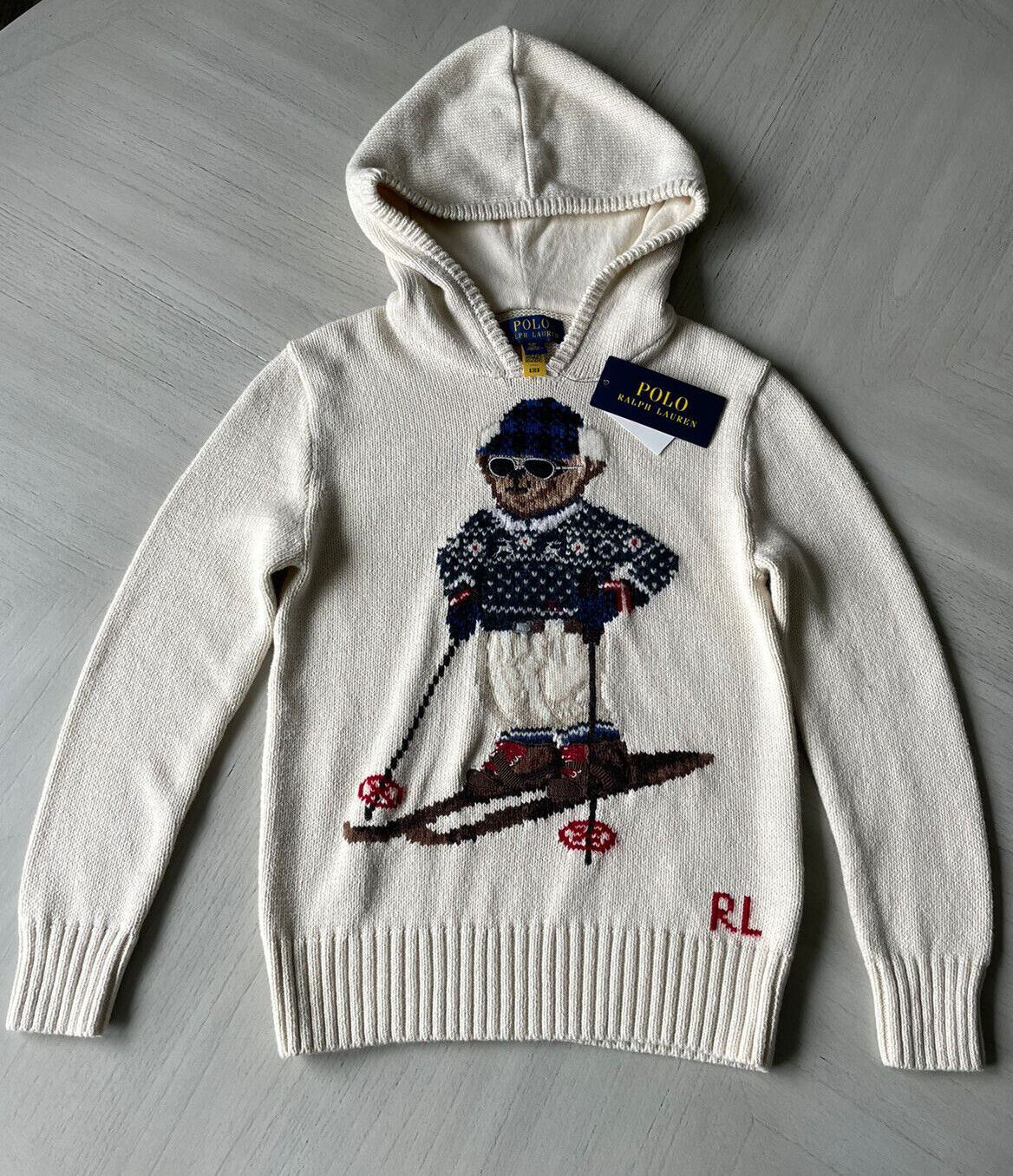 NWT $165 Polo Ralph Lauren Boys Bear Beige Cotton/Wool Sweater with Hoodie 4