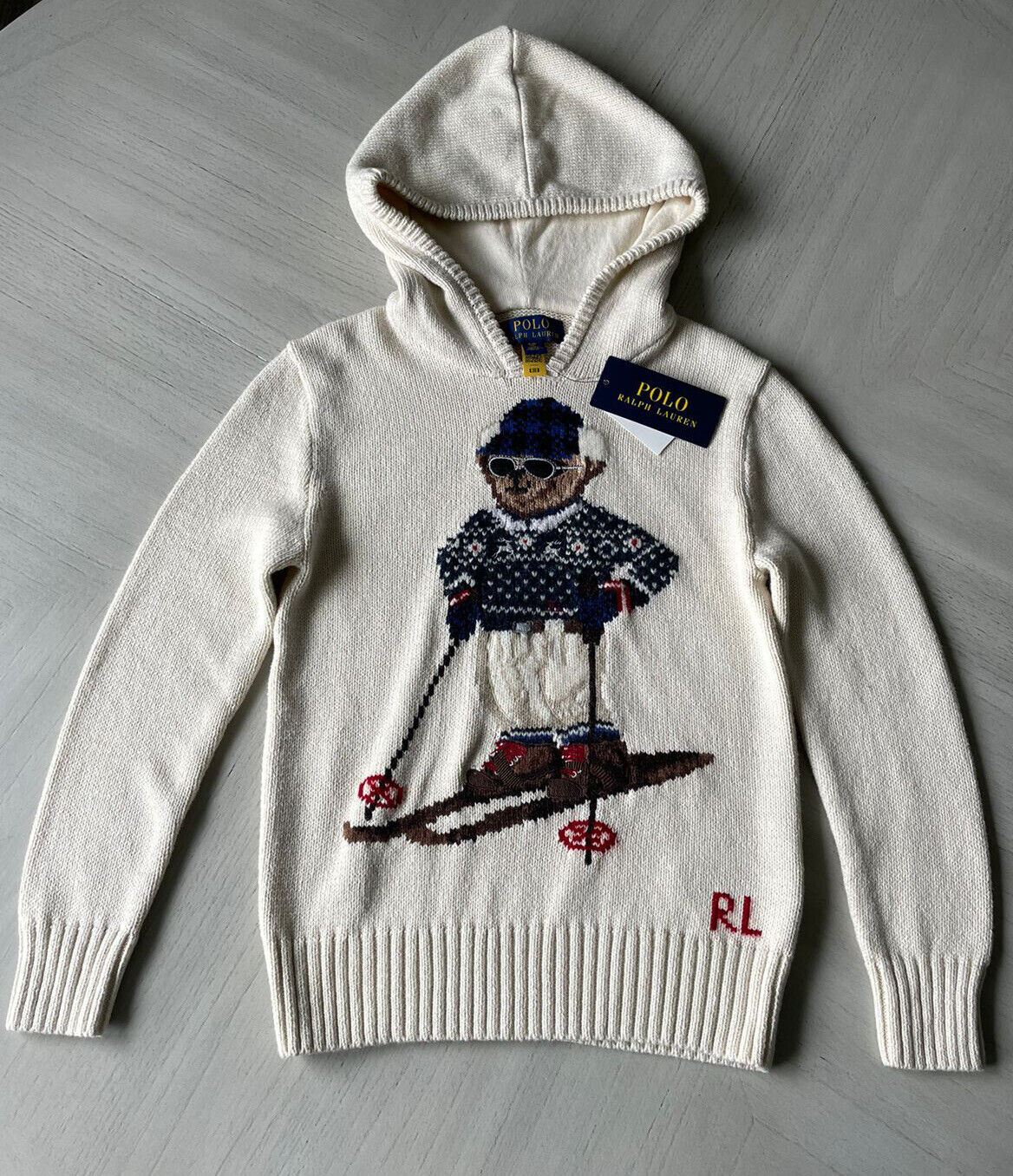 Neu mit Etikett: 165 $ Polo Ralph Lauren Jungen-Pullover aus Baumwolle/Wolle in Beige mit Bärenmotiv und Kapuzenpullover 4 