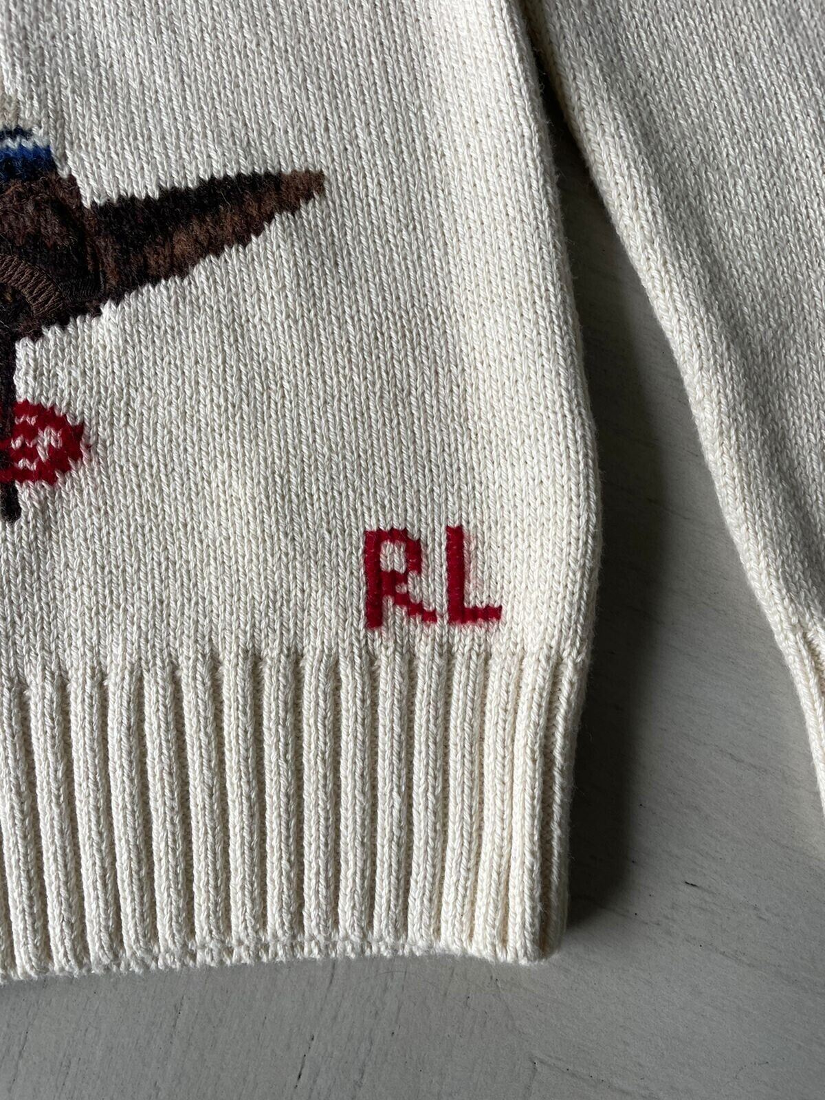 Neu mit Etikett: 165 $ Polo Ralph Lauren Jungen-Pullover aus Baumwolle/Wolle in Beige mit Bärenmotiv und Kapuzenpullover 4 