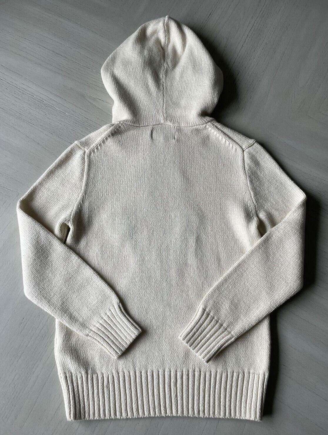 Neu mit Etikett: 165 $ Polo Ralph Lauren Jungen-Pullover aus Baumwolle/Wolle in Beige mit Bärenmotiv und Kapuzenpullover 4 