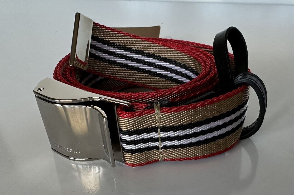 NWT Burberry Seatbelt-Buckle Webbing Webbed Icon Stripe Belt 36in / 90cm  $410