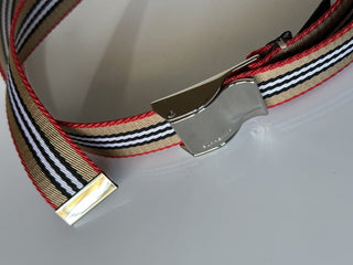 Neuer 410 $ Burberry Herren-Sicherheitsgurt mit Webbed-Schnalle, Polyester, Beige, Gürtel 42/105 IT 