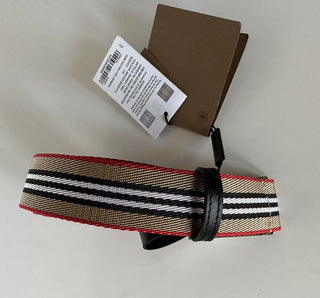 Neuer 410 $ Burberry Herren-Sicherheitsgurt mit Webbed-Schnalle, Polyester, Beige, Gürtel 42/105 IT 