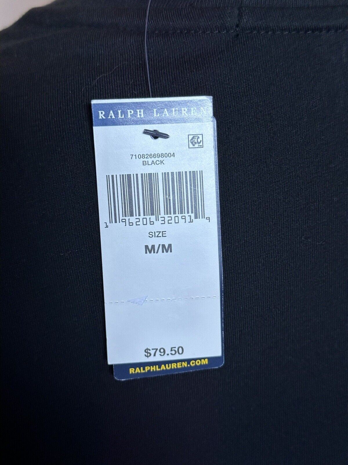 Neu mit Etikett: 79,50 $ Polo Ralph Lauren Langarm-T-Shirt mit Bärenmotiv, Schwarz, Größe M 
