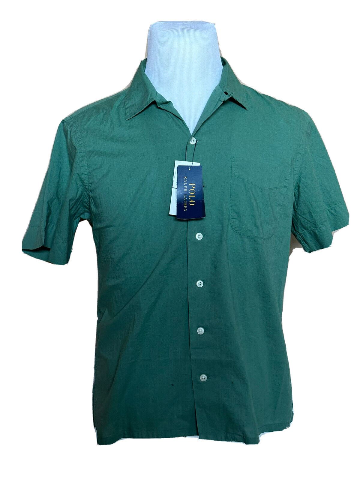 Мужская зеленая классическая рубашка с коротким рукавом NWT Polo Ralph Lauren среднего размера, производство Индия