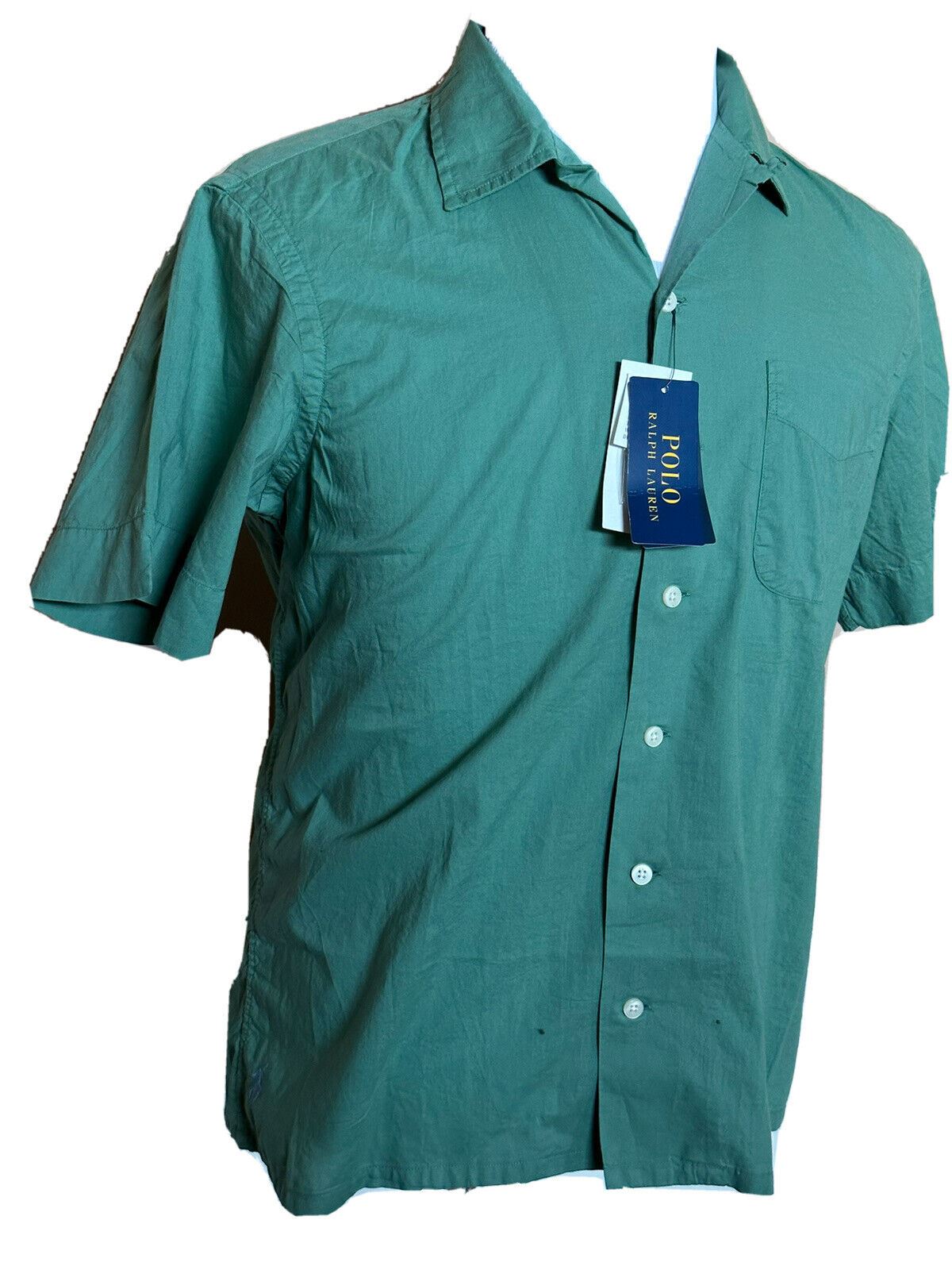 Neu mit Etikett: Polo Ralph Lauren Herren-Hemd, grün, kurzärmelig, Größe M, hergestellt in Indien