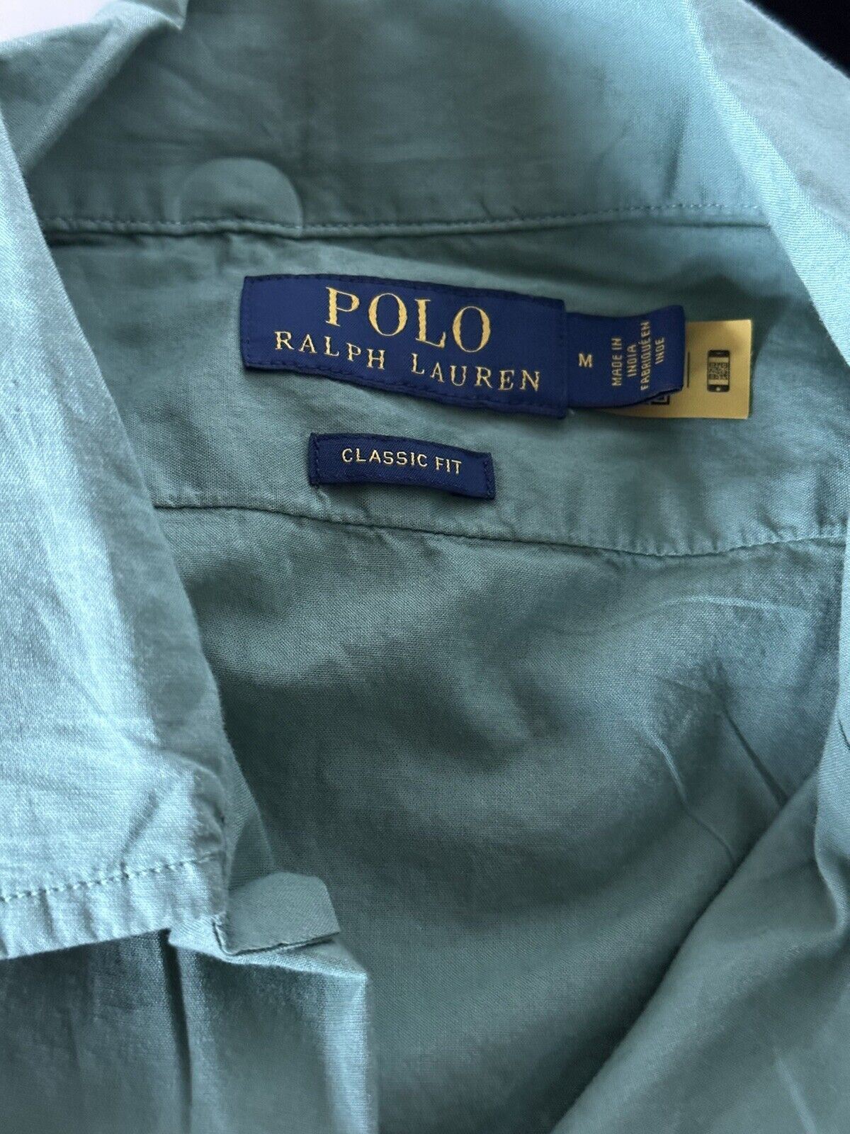 NWT Polo Ralph Lauren Men's Green Short Sleeve Dress Shirt Medium Made in India