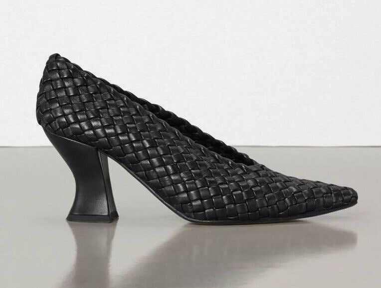 1150 $ Bottega Veneta Tubular Lagoon Intrecciato Leder Schwarze Schuhe 8 608850