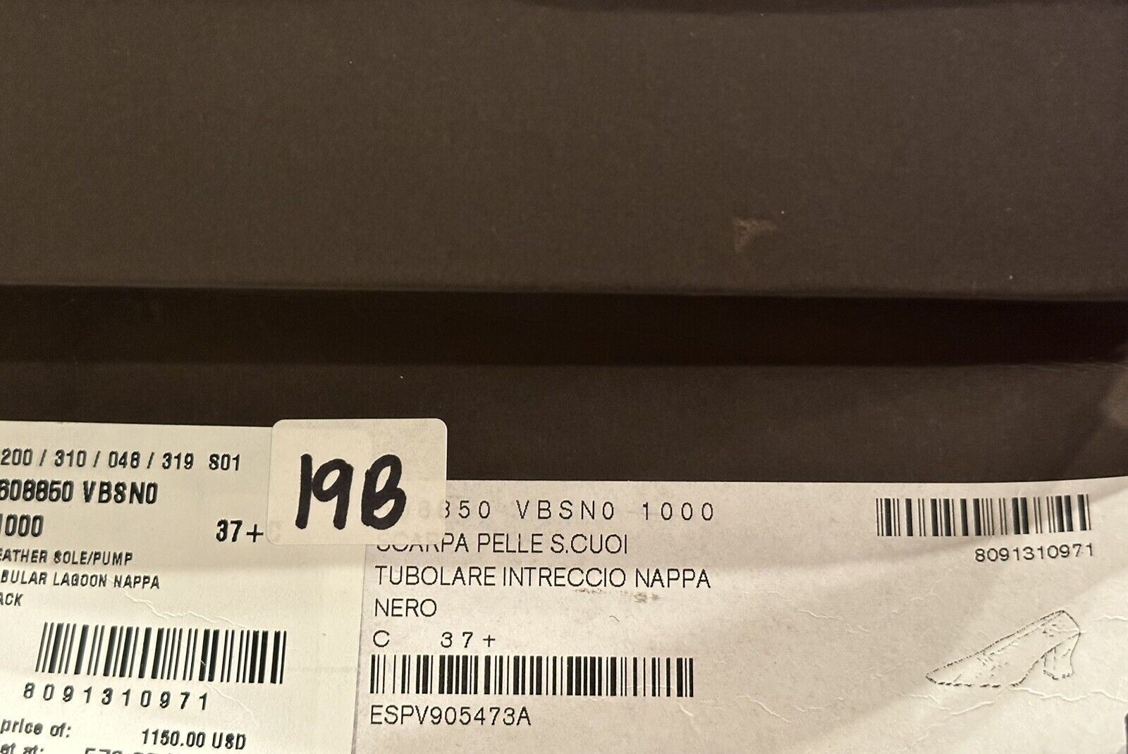 $1150 Bottega Veneta Tubular Lagoon Intrecciato Leather Black Shoes 7.5 608850