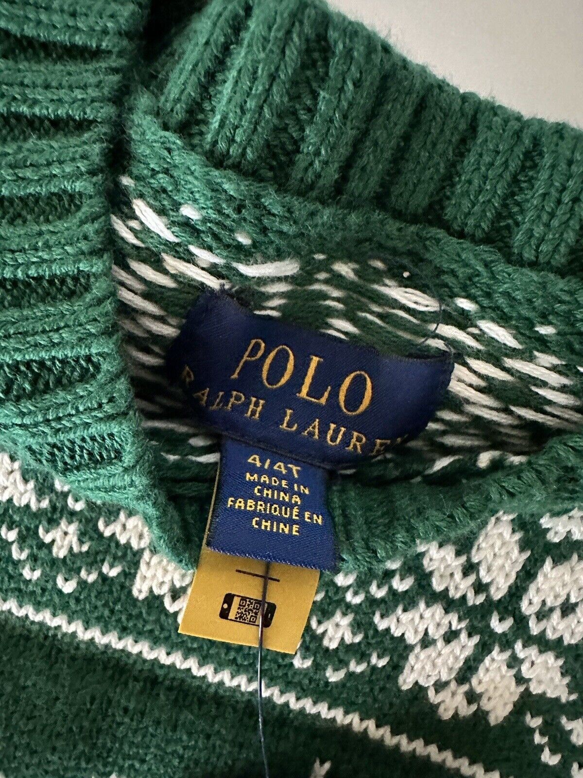 Зеленый хлопково-шерстяной свитер для мальчиков NWT Polo Ralph Lauren, размер 4T