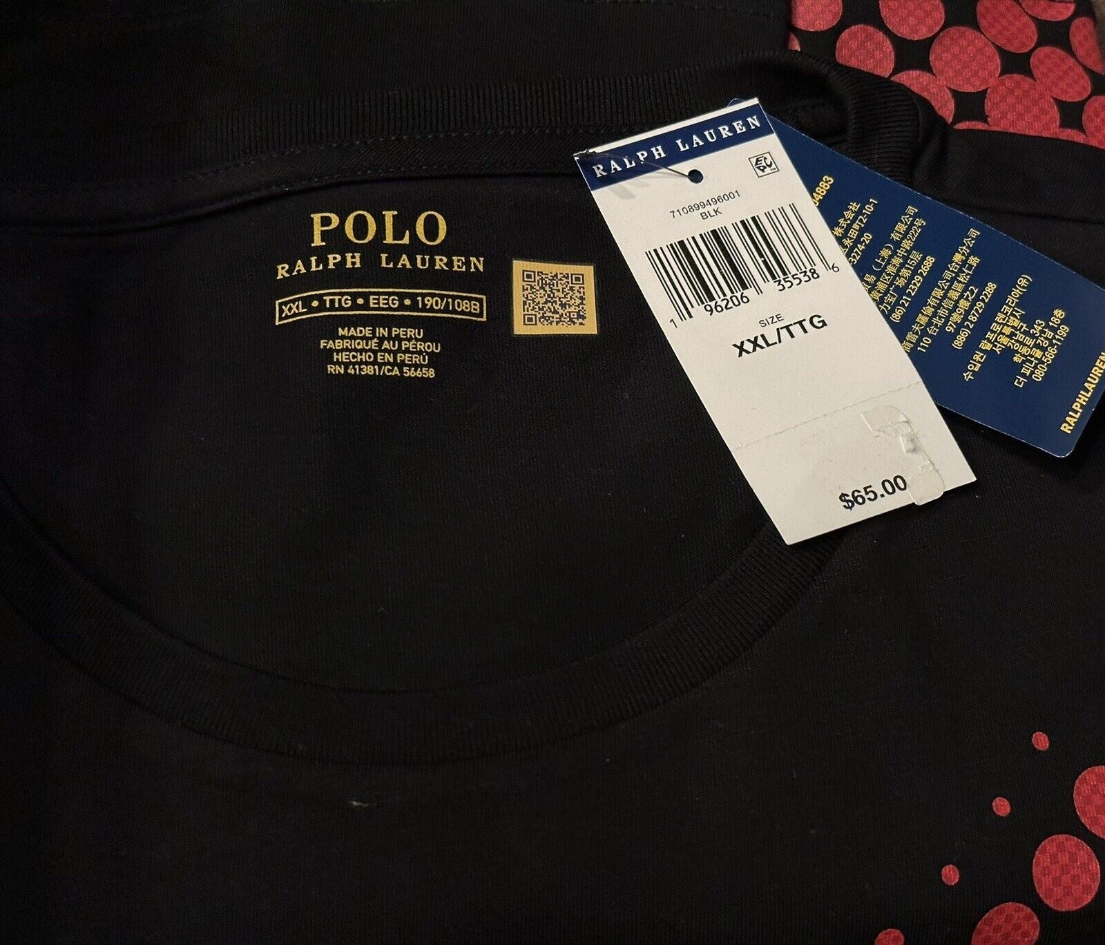 Neu mit Etikett: 65 $ Polo Ralph Lauren Kurzarm-Logo-T-Shirt Schwarz 2XL 