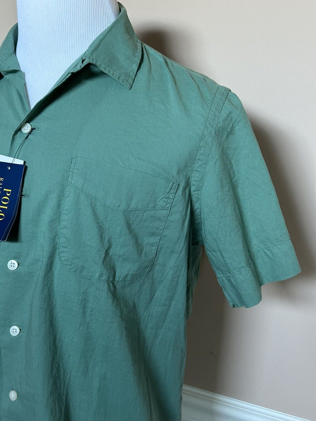 NWT Polo Ralph Lauren Men's Green Short Sleeve Dress Shirt Large Made in India