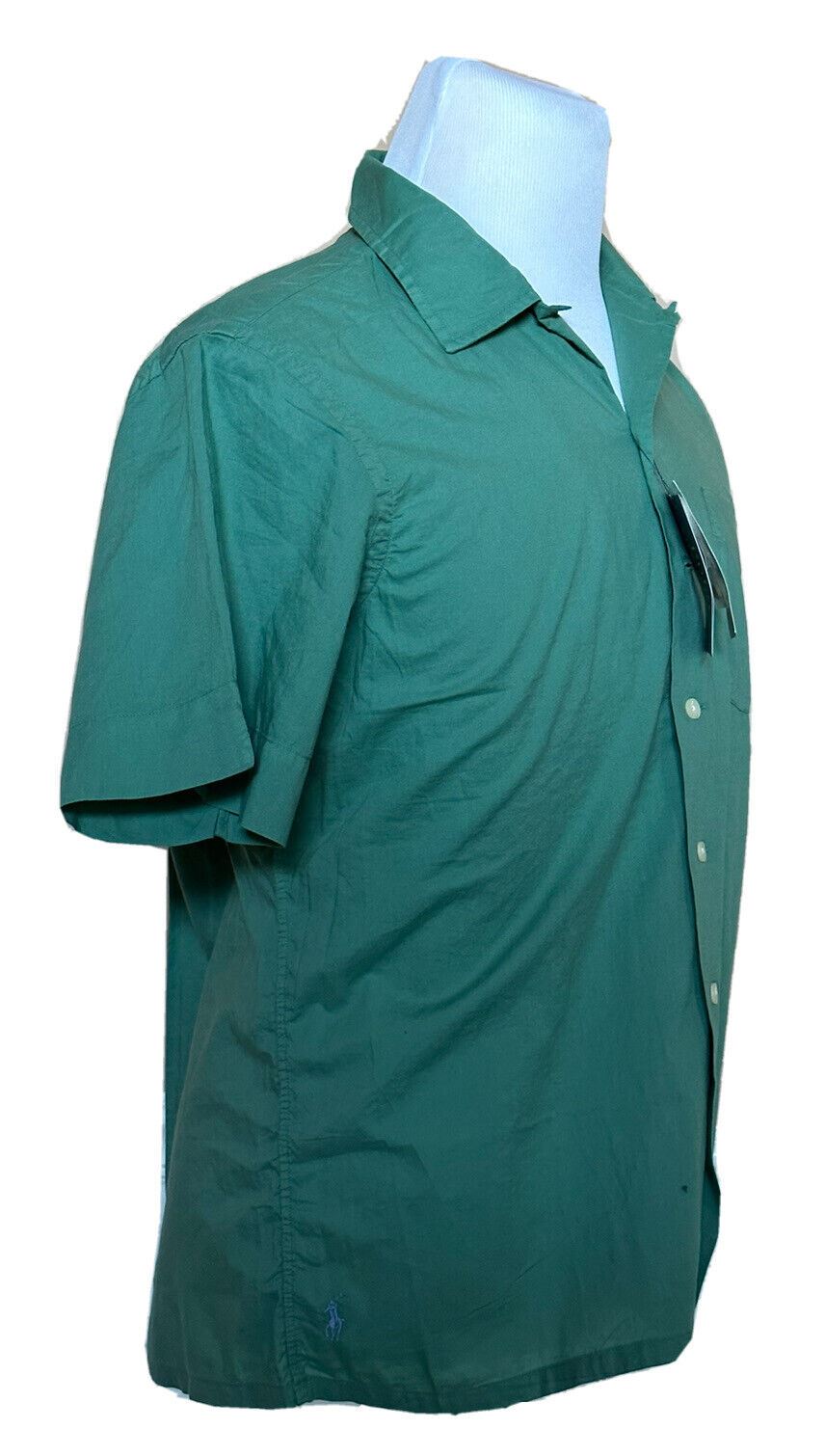 NWT Polo Ralph Lauren Men's Green Short Sleeve Dress Shirt Large Made in India