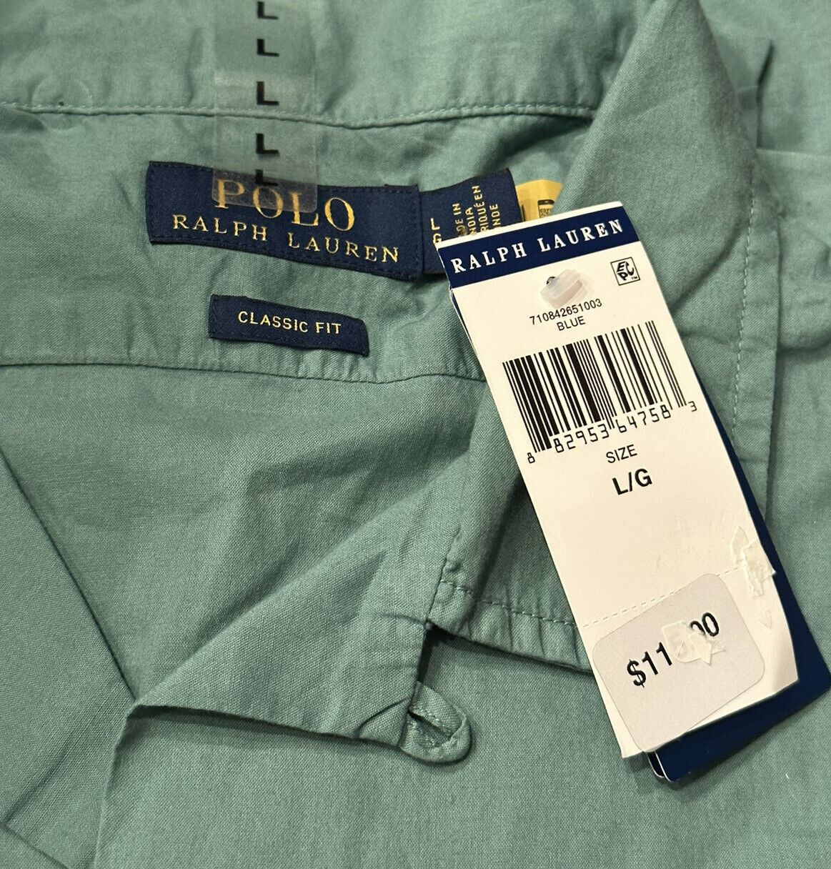 Мужская зеленая классическая рубашка с коротким рукавом NWT Polo Ralph Lauren, большая, производство Индия