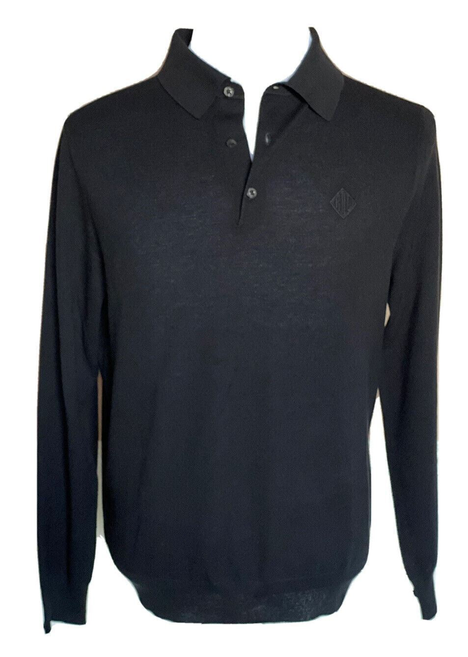 NWT $795 Ralph Lauren Purple Label Silk/Cotton Black Polo Shirt S Italy
