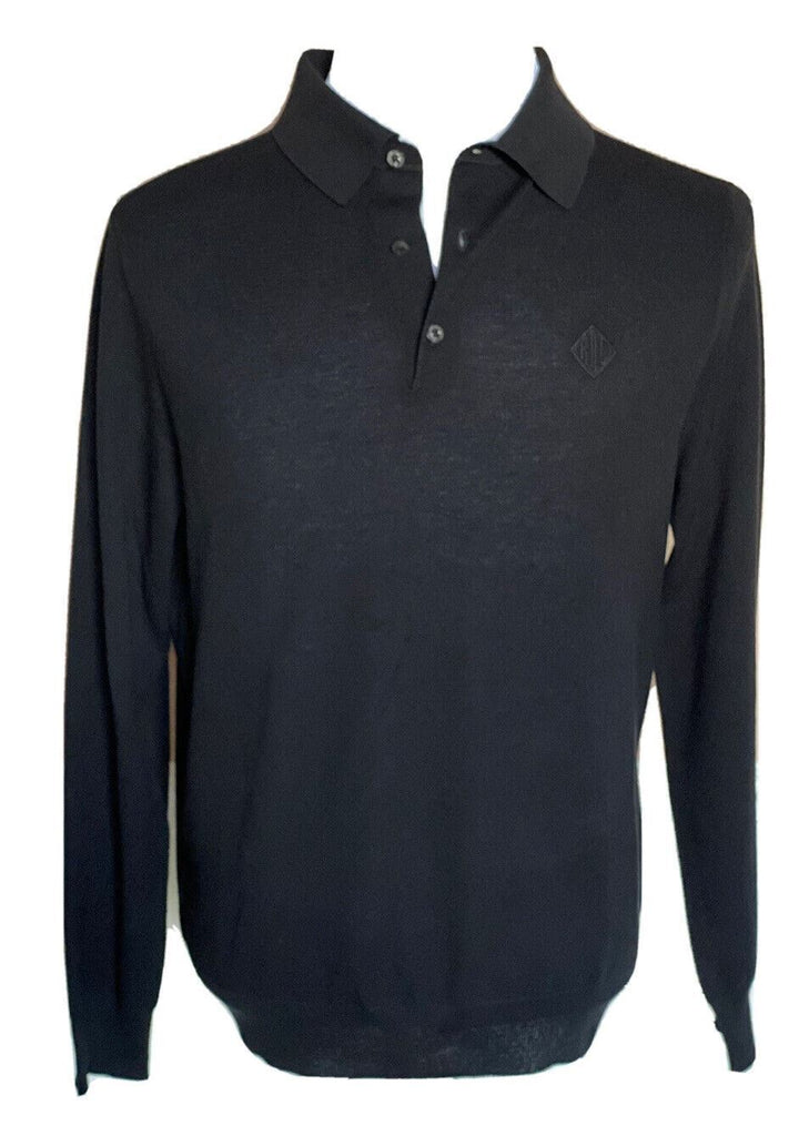 Neu mit Etikett: 795 $ Ralph Lauren Purple Label Seide/Baumwolle Schwarzes Poloshirt S Italien 