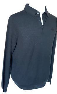 Neu mit Etikett: 795 $ Ralph Lauren Purple Label Seide/Baumwolle Schwarzes Poloshirt S Italien 